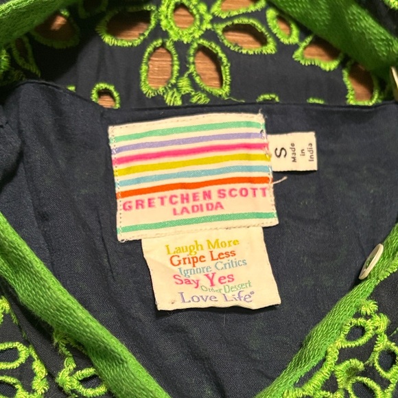 🔥🔥🔥Gretchen Scott Designs Vibrant Green and Navy Midi Dress Size: Small🔥🔥🔥 - Picture 2 of 5